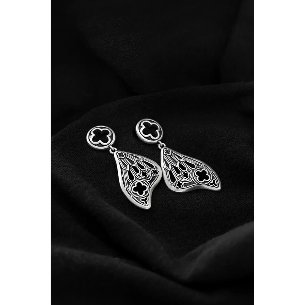 Restyle - Sanctuary moth Des boucles d'oreilles - Noir/Couleur argent